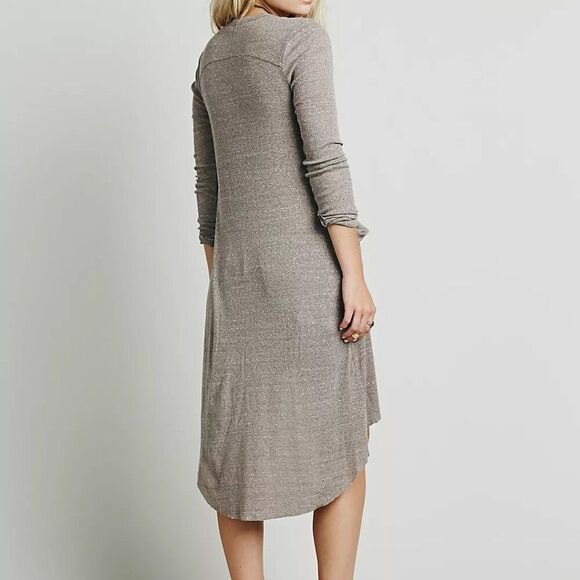 NWT Free People Long Brown Taupe Ribbed Up Maxi Cardigan Duster Pockets Sweater - Picture 2 of 15